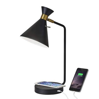 China Contemporary JLT-9307 Bedside USB Table Nightstand Charging Desk Lamp With Qi Wireless Charging for sale