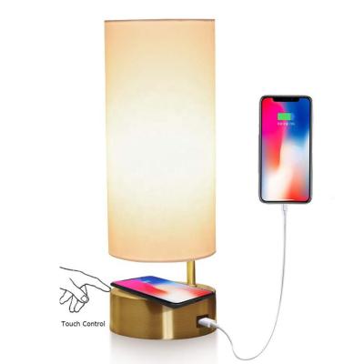 China JLT-9314 Modern Touch Dimmable Control 3 Brightness Table Lamp with Wireless Charger and USB Charging Port for sale