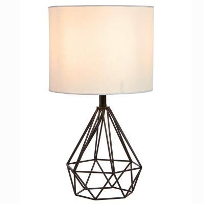 China JLT-L201 Modern Modern Style Gold Base Hollow Out Beside Table Lamp Desk Light With White Fabric Shade for sale