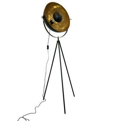 China JLF-3083 Retro Industrial Tripod Floor Lamp Studio Lamp Reading Gold Foil Dome Light Black Shade for sale