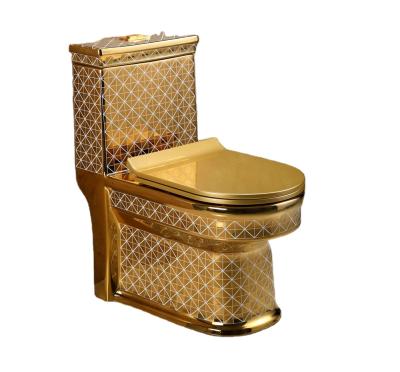 China Double-flow Sanitary Ware Chinese Full Ceramic Hotel Toiletry Sets Golden Bathroom Accessories Luxury Set for sale