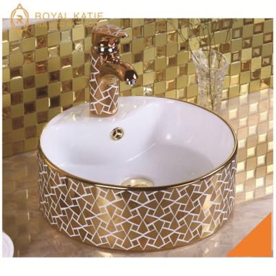 China Wash Basin Made In China Sanitary Ware Porcelain Gold Counter Top Hand Wash Basin Price for sale