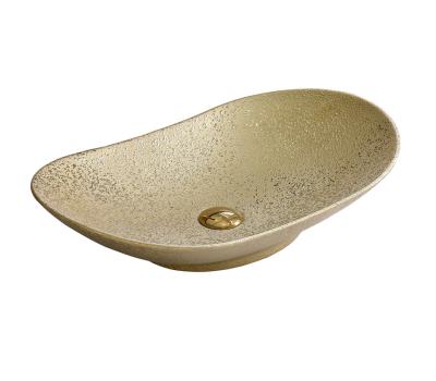 China Art Ceramic Basin Bathroom Gold Boat Shape Basin Wash Basin for sale