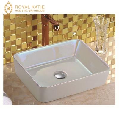 China Sanitary Sink Basin Sink Ware Thin Edge Wash Basin Ceramic Stain Gold Wash Basin for sale