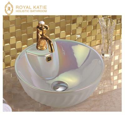 China Customized Decorative Wash Basin Gold Design Vanity Sinks Bathroom Sink for sale