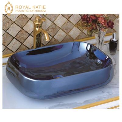 China Gold Sanitary Paint Wash Basin Ware Washing Ceramic Hand Basin for sale