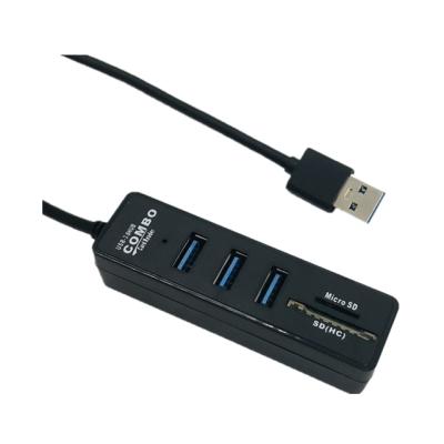 China High Speed ​​Mini ABS Plastic 3 Port With Card Reader USB 3.0 Hub Splitter for sale