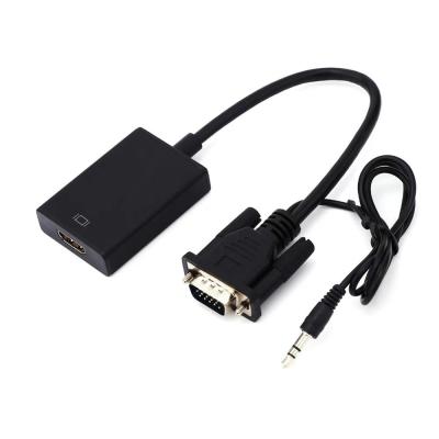 China COMPUTER VGA to HD-MI Adapter Aluminum Case Video Signal Transmission Converter with 20cm VGA2DHMI Cable for sale