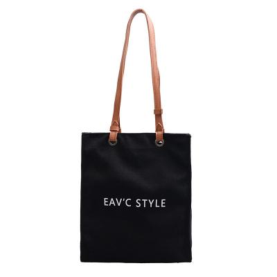 China Wholesale Fashion Cheap Shoulder Tote Canvas Bag Women Girls Shopping Handbags With Logo for sale