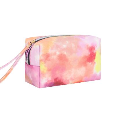 China Creative fashion ladies ink colorful paint storage bag PU makeup bag hand in hand with multifunctional portable wash bag for sale