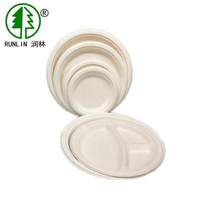 China Disposable Biodegradable Sugar Cane Fiber Round Dish For Parties for sale