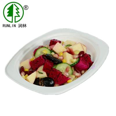 China Disposable Squoval Form Compostable Sugarcane Bagasse Fruit Salad Dishes for sale