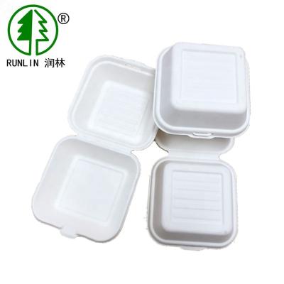 China Disposable Disposable Biodegradable Bagasse Hamburger Box Takeout Caliber for sale