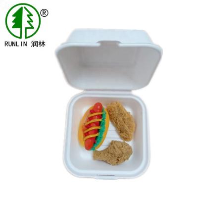 China Disposable Sugarcane Bagasse Pulp Molding Biodegradable Hamburger Boxes for sale