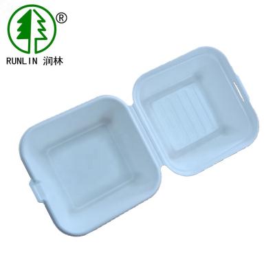 China Bagasse Pulp 6inch Disposable Biodegradable Hamburger Boxes for sale