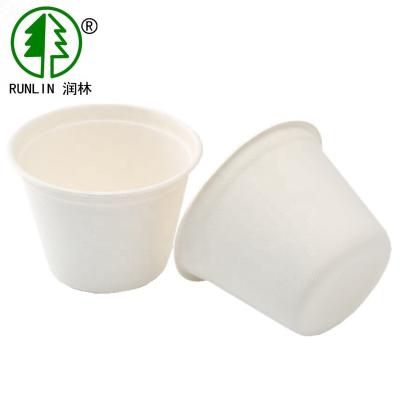 China 335ml~350ml Disposable Bagasse Pulp Molded White Compostable Cups for sale