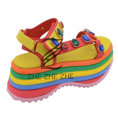 China 2022 Trend Fashion Jelly Hot Rainbow Unique Women's Casual Shoes Sandals Slippers for sale