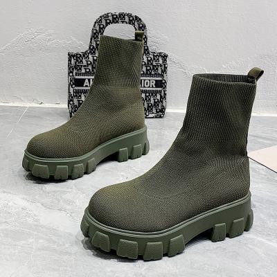 China 2022 Fashion Trend Plus Size Round Toe Platform Sport Girl Boot Winter Casual Ankle Women Knit Sock Boots for sale