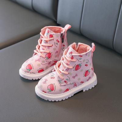 China Girls Kids Shoes Anti-Slippery Casual Candy Colored Kid Boots Leather Frozen Furry Snow Boots for sale