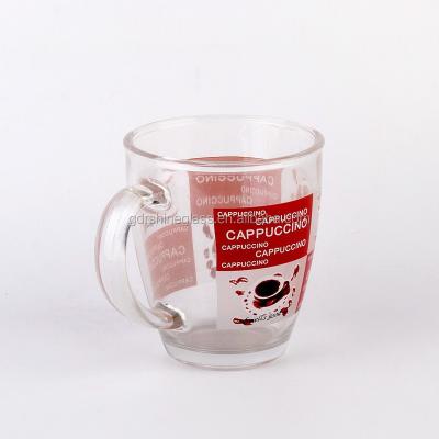 China Wholesale Viable 400ml Printing Glass Beer Mug With Handle / Mugs With Decal for sale