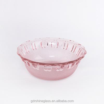 China Sustainable Promotional Clear Glass Bowl Colored Round Apple Bowl Set for sale