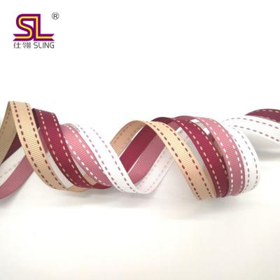 China Soft dot line printed ribbon grosgrain for ribbon bow for sale