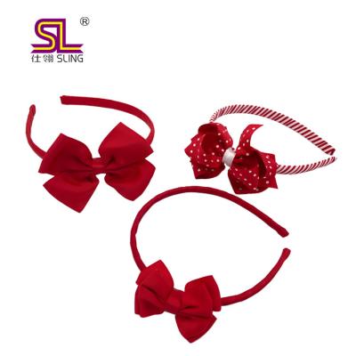 China Eco - Friendly Red Hair Bows Headband Hair Accessories Kids Headband For Girls for sale