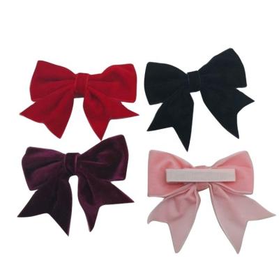 China Soft Velvet Hair Bows For Winter Solid Knot Hair Clips Baby Barrettes Headwear for sale