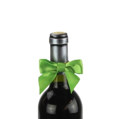 China Custom Metallic Factory Green Satin Ribbon Bow with Elastic for Decorative Bottle Neck for sale