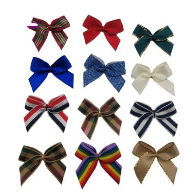 China Viable Hot Sale Simple Design Cheap Wholesale Pre Made Fancy Small Satin Ribbon Bows For Garment Accessories for sale