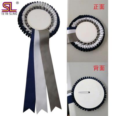 China Custom Purple Polyester Satin Ribbon Rosette For Party Award for sale