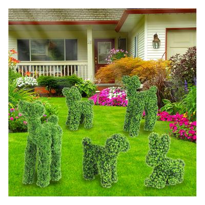 China DW1-2 Indoor Outdoor Garden Decorations Topiary Green Grass Animal Puppy Shape Artificial Grass Animal For Easter Celebration for sale