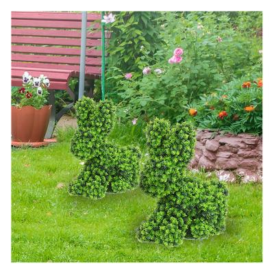 China DW2-5 Indoor Outdoor Decoration Garden Supplies Customized Plastic Greenery Multiple Topiary Shapes Artificial Rabbit Grass Animal for sale