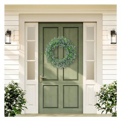 China Indoor Outdoor PE Leaf Garland Artificial Green Plant Lavender Garden Supplies Decorative Wreath Hh-67 For Door for sale