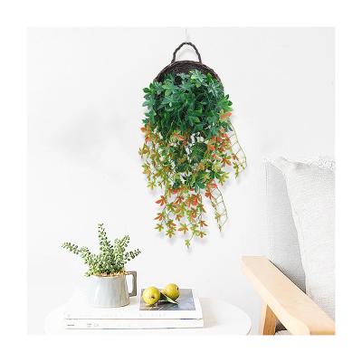 China CTT-3-8 Indoor Outdoor Decoration Vouchers Price Fake Hanging Plastic Raspberry Leaves Rattan Artificial Green Vines For Garden Decor for sale