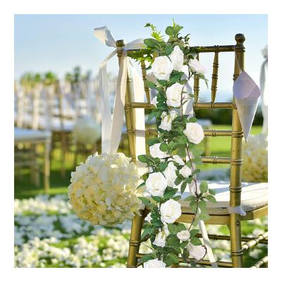 China T-12-17 Indoor Outdoor Outdoor High Quality Silk Ivy Hanging Artificial Rose Vine Flower Plant Garland For Home Wedding Decor for sale