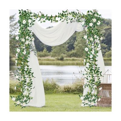 China Wholesale Indoor Outdoor Decoration T-19 Simulation Fake Silk Rose Vine With Leaves Hanging Artificial Plant For Wedding Party Holiaday Decoration for sale