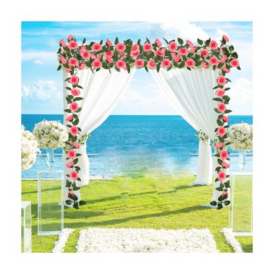 China Plant Indoor Outdoor Sale Decoration T-21 Floral Artificial Hanging Silk Leaves And Greenery Rose Vine Flower Garland Rose For Wedding Arch Decor for sale