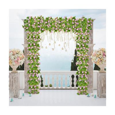 China New Decoration T-22 Style Indoor Outdoor Spring Faked Silk Floral Morning Glory Vine Flower Garland Ivy Hanging Plant Artificial Pink for sale