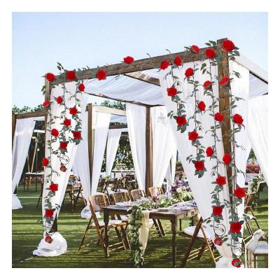 China High Quality Indoor Outdoor Decoration T-31-35 Rose Vine Faked Flower Garland Artificial Silk Floral Hanging For Hotel Office Home Decor for sale