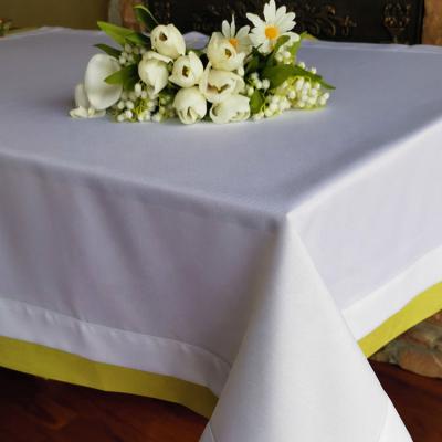 China Cotton Waterproof Elegant Linen Double Border Seam Tablecloth for sale