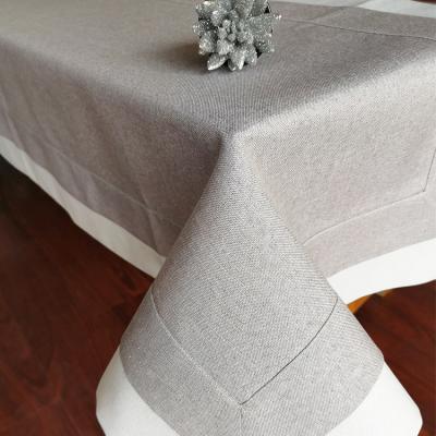 China Polyester Waterproof Double Border Sewing Tablecloth For Wedding Party for sale