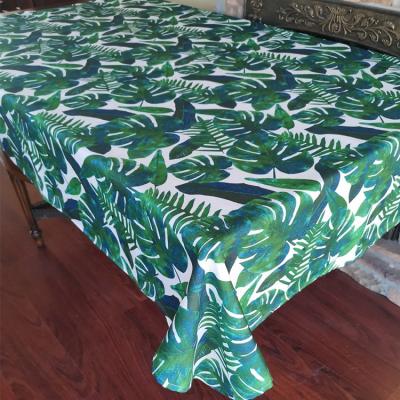 China Polyester Modern Modern Tropical Leaves Printed Tablecloth for sale