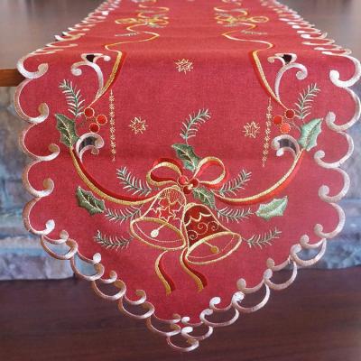 China Modern Design Shake Bell Handmade Cotton Linen Embroidery Table Cloths for sale