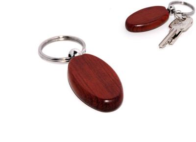 China Oval round side wood key chain for sale