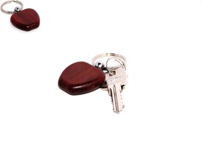 China Apple shape round side Wood key chain for sale