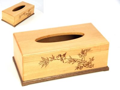 China Beech Wood Engraved  tissue box for sale