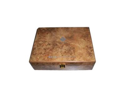 China MDF with wood veneer glossy UV painting Gold coin wood box for sale