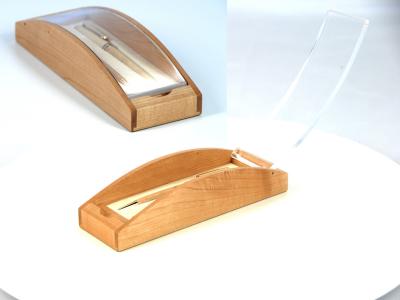 China B1301 Maple bottom Acrylic top lid single wood pen box with EVA,Curve Box w/Acrylic Cover for sale