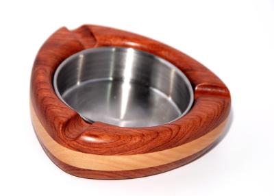 China Bi-wood Shield shape wood Ashtray with steel plate for sale